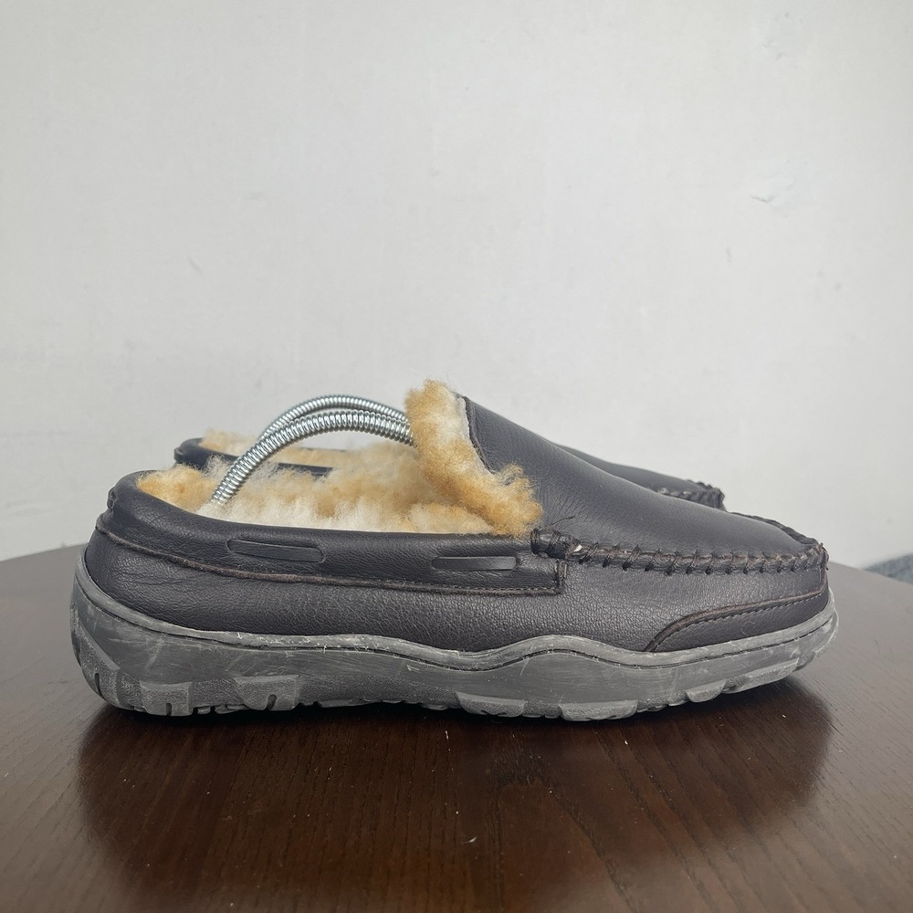 Red Head‎ Slipper Shoes Men's 8 Brown Leather Shearling Warm Moccasin Slip On - Picture 3 of 16